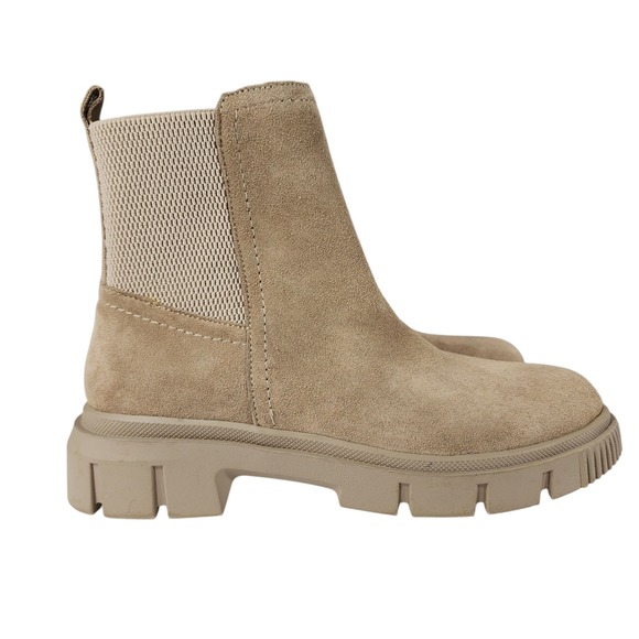 Blondo Chelsea Boots 10M Women Bandit Chunky Waterproof Taupe Suede Leather NEW - Picture 2 of 12